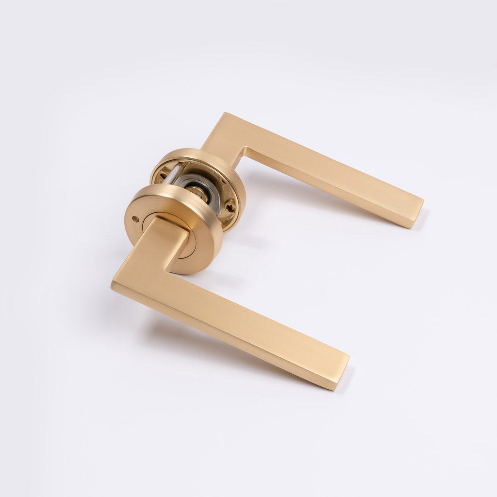 Satin Brass Privacy Door Handle - Hamilton - Manovella