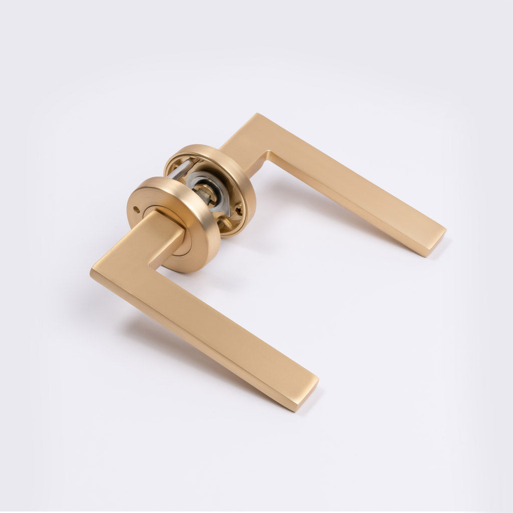 Satin Brass Privacy Door Handle - Hamilton - Manovella