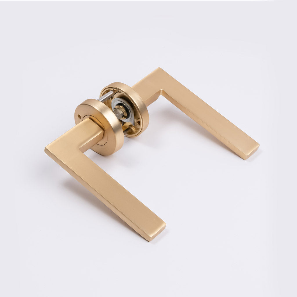 Satin Brass Privacy Door Handle - Hamilton - Manovella