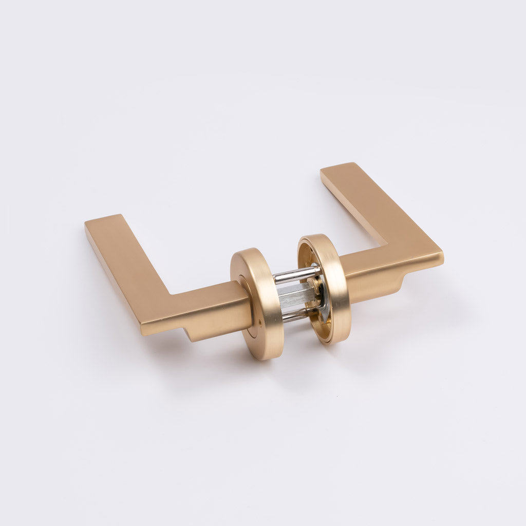 Satin Brass Privacy Door Handle - Hamilton - Manovella