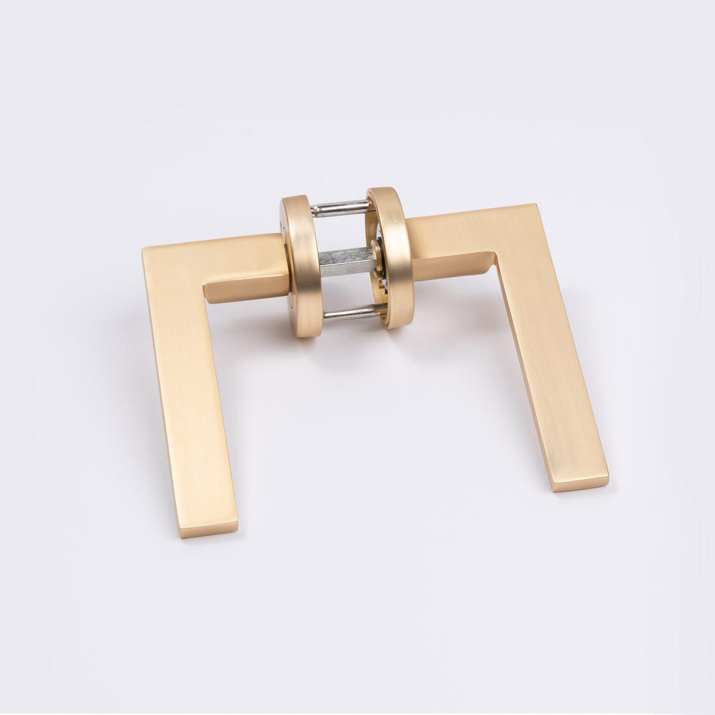 Satin Brass Privacy Door Handle - Hamilton - Manovella