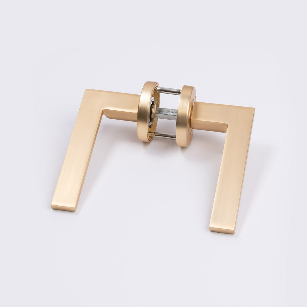 Satin Brass Privacy Door Handle - Hamilton - Manovella