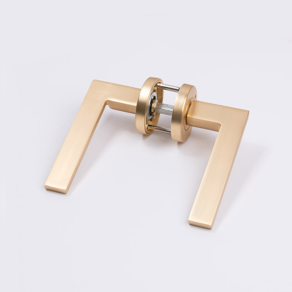 Satin Brass Privacy Door Handle - Hamilton - Manovella