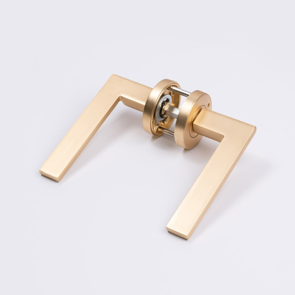 Satin Brass Privacy Door Handle - Hamilton - Manovella