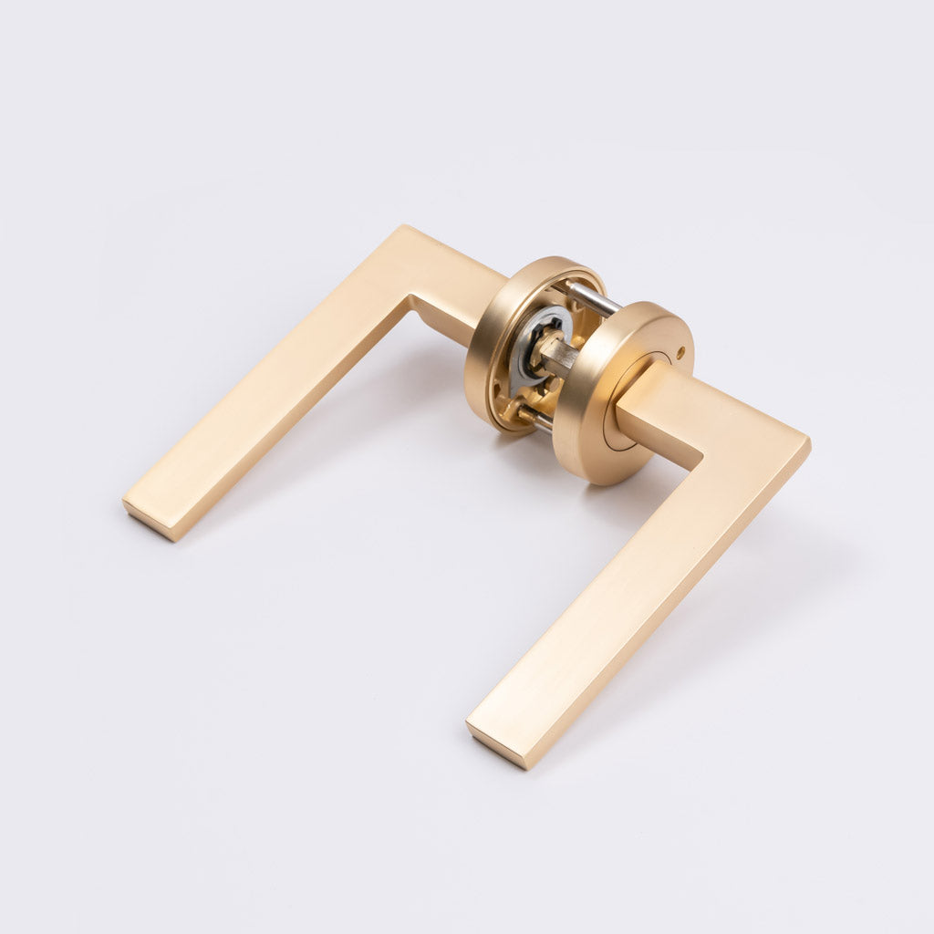 Satin Brass Privacy Door Handle - Hamilton - Manovella