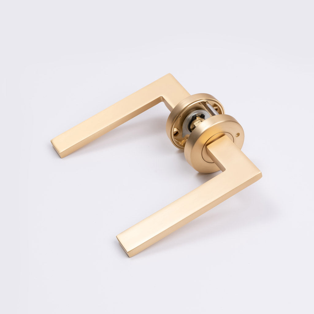 Satin Brass Privacy Door Handle - Hamilton - Manovella