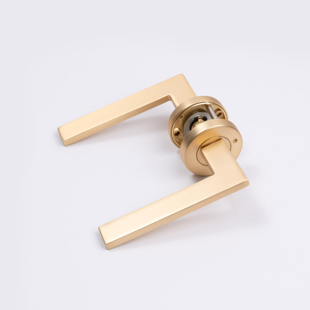 Satin Brass Privacy Door Handle - Hamilton - Manovella