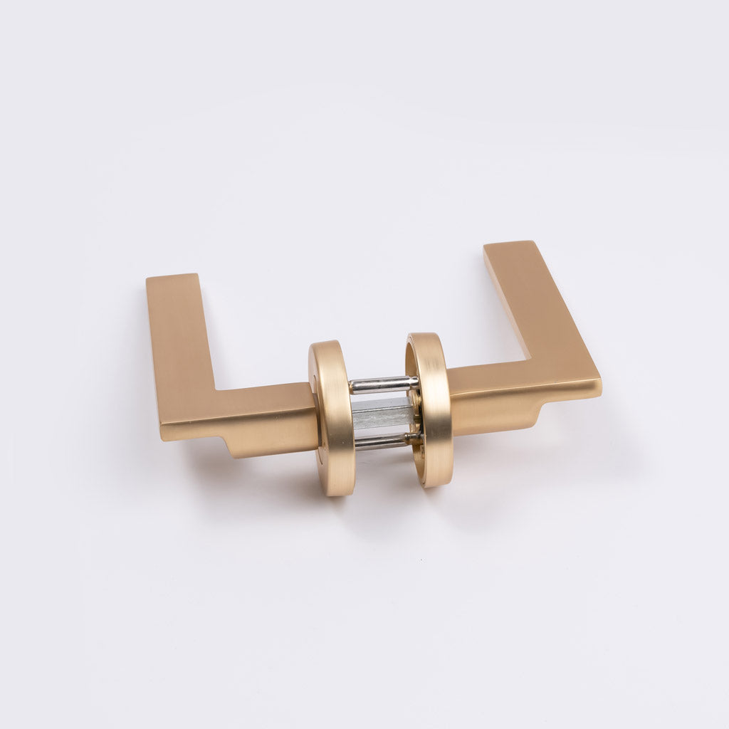 Satin Brass Privacy Door Handle - Hamilton - Manovella