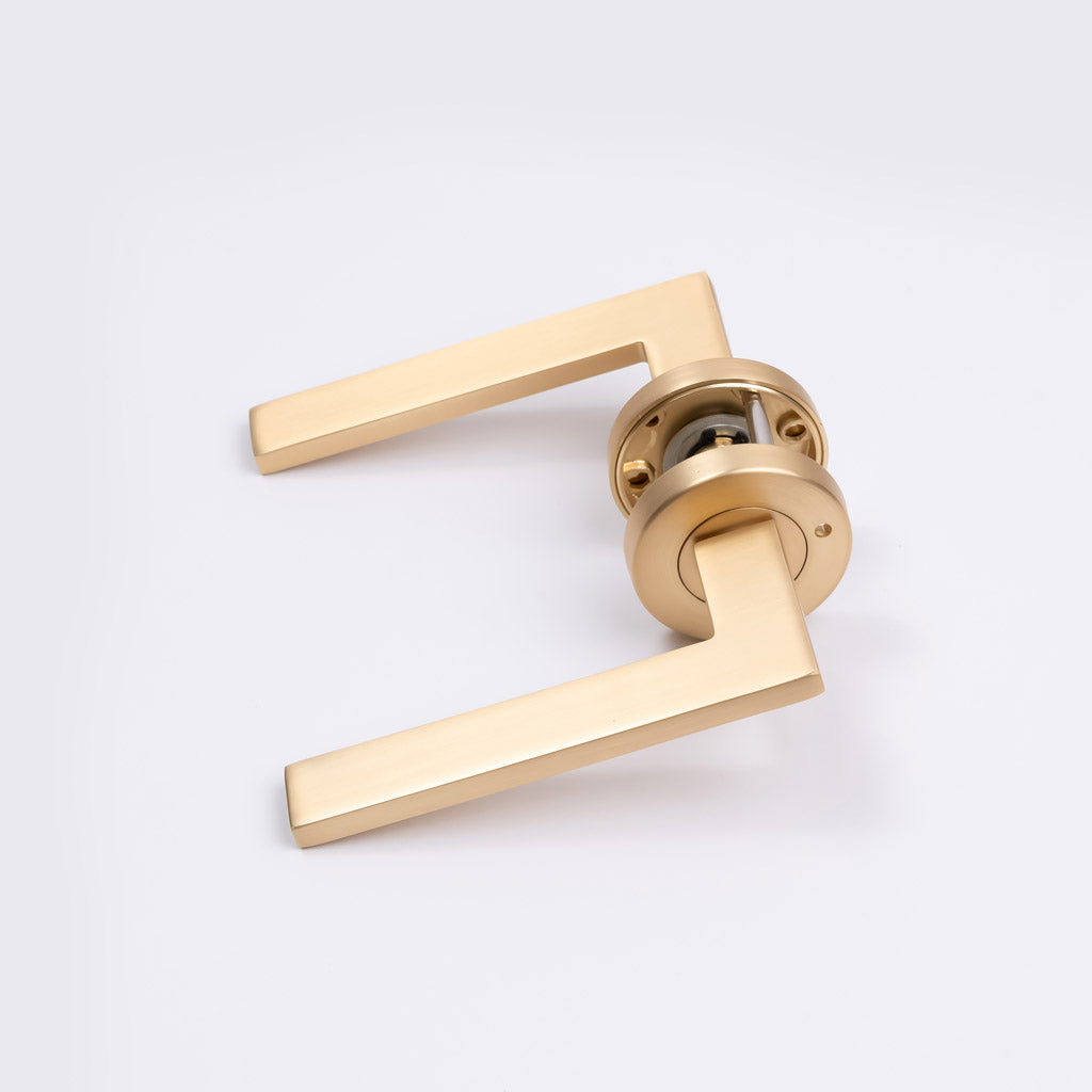 Satin Brass Privacy Door Handle - Hamilton - Manovella