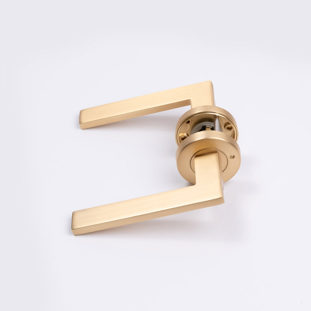 Satin Brass Privacy Door Handle - Hamilton - Manovella