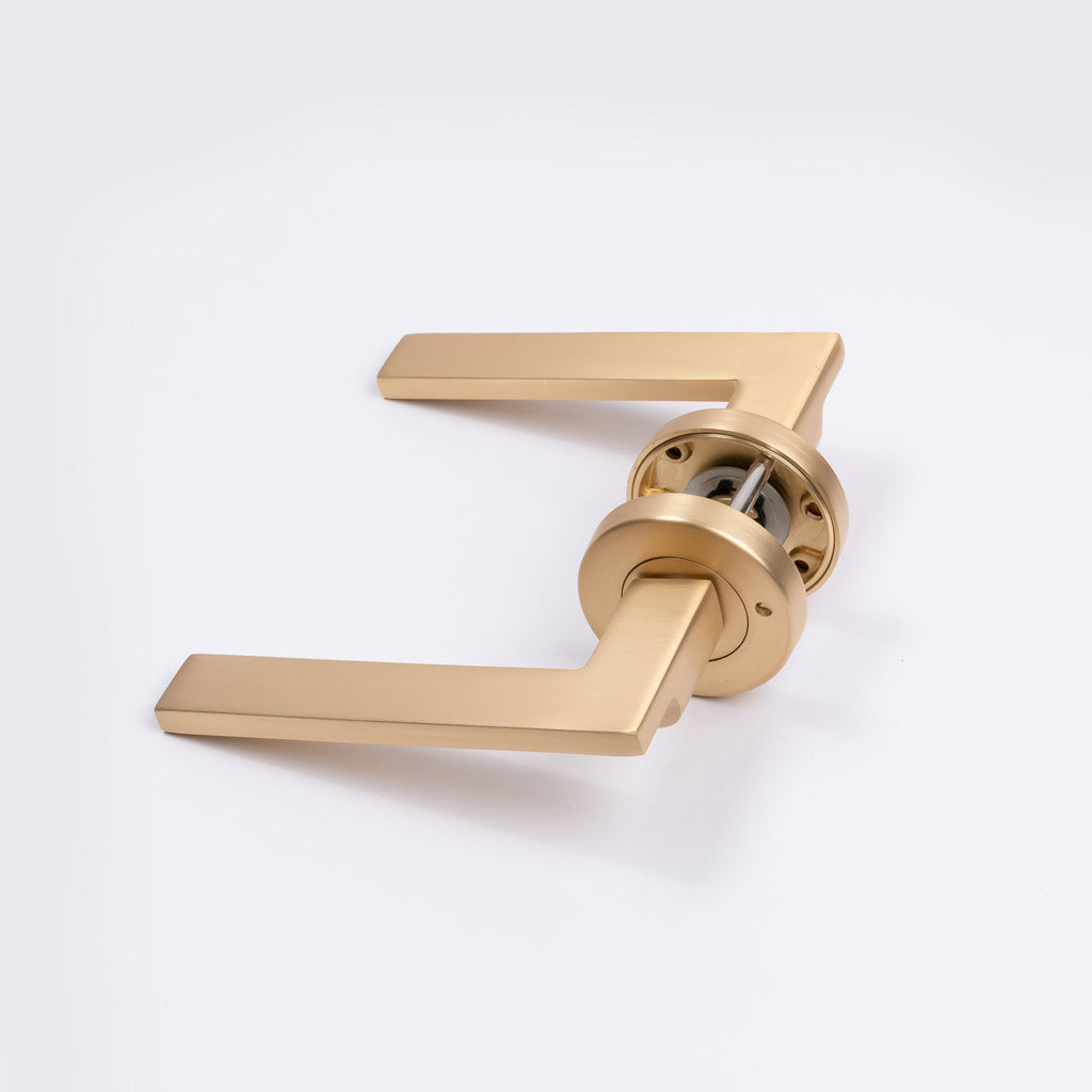 Satin Brass Privacy Door Handle - Hamilton - Manovella