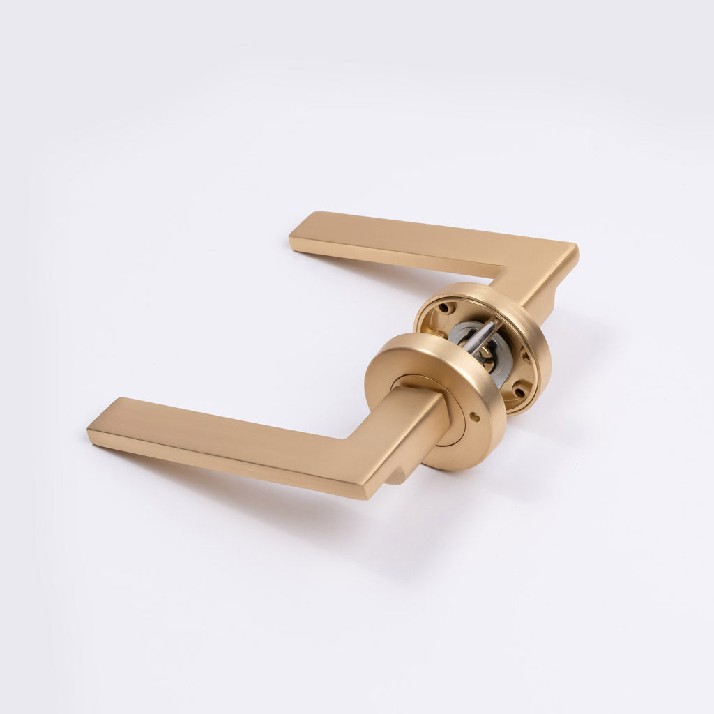 Satin Brass Privacy Door Handle - Hamilton - Manovella