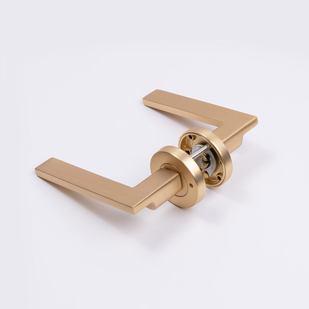 Satin Brass Privacy Door Handle - Hamilton - Manovella