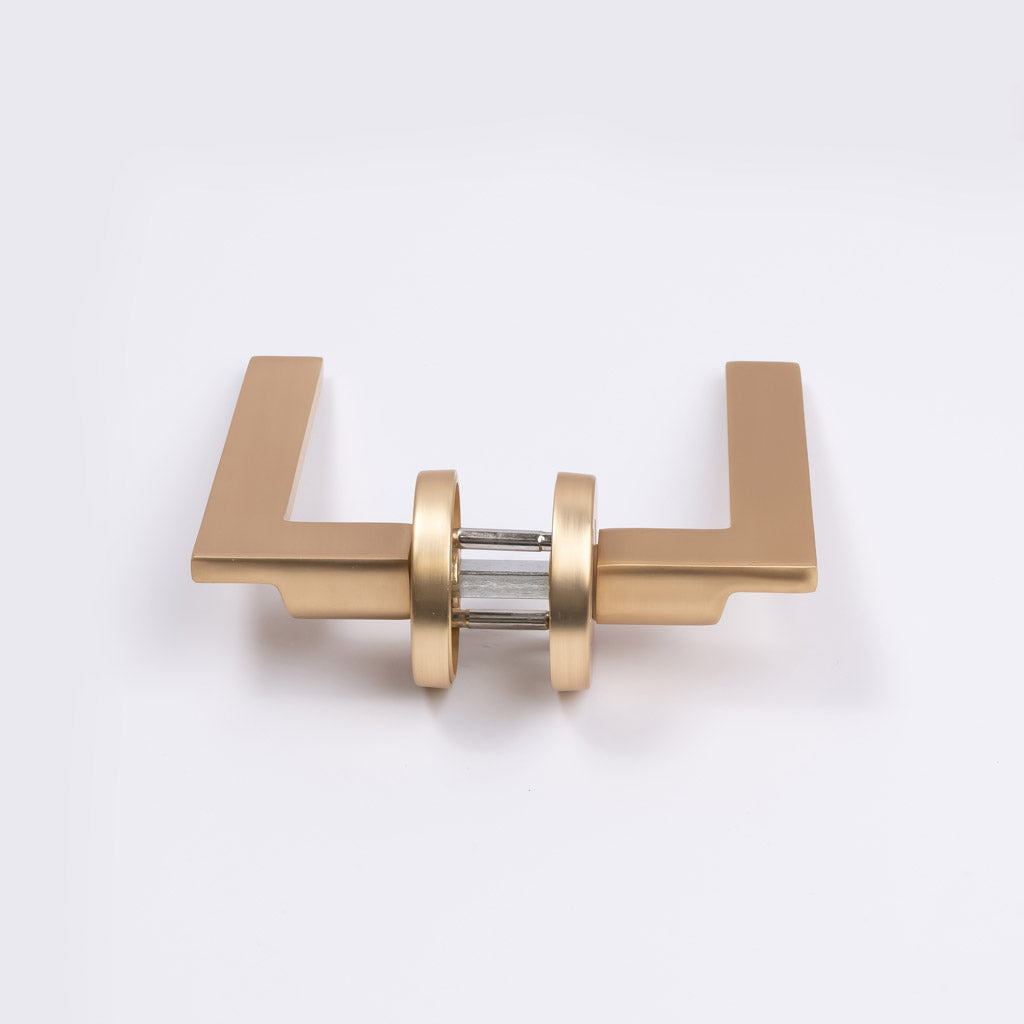 Satin Brass Privacy Door Handle - Hamilton - Manovella