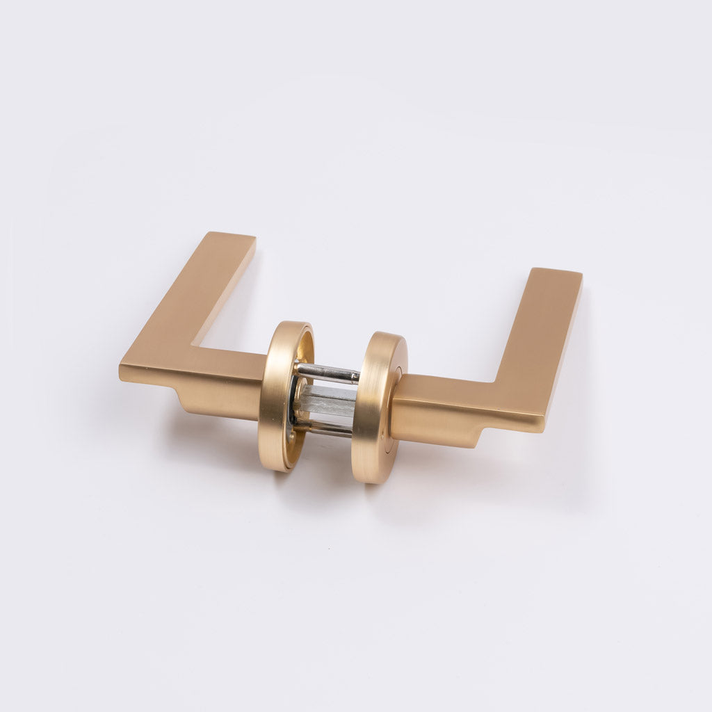 Satin Brass Privacy Door Handle - Hamilton - Manovella