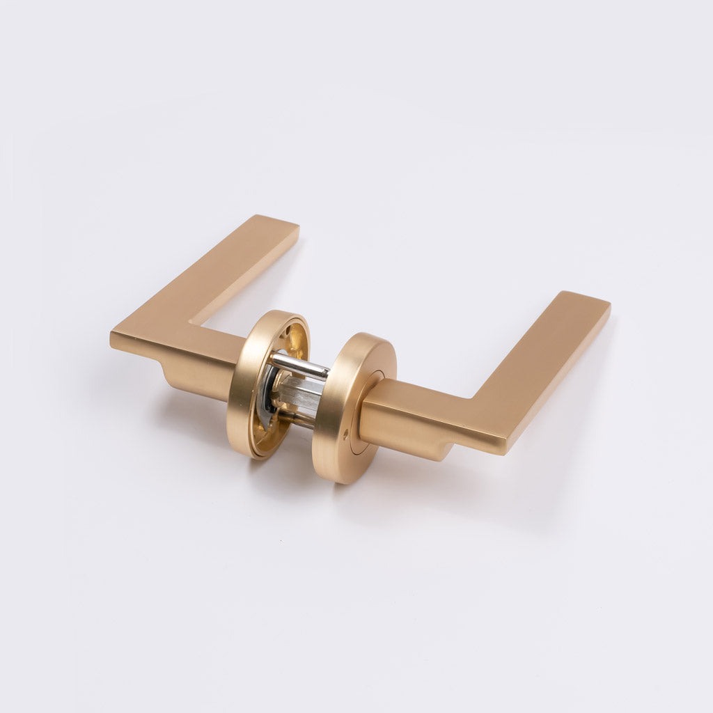 Satin Brass Privacy Door Handle - Hamilton - Manovella