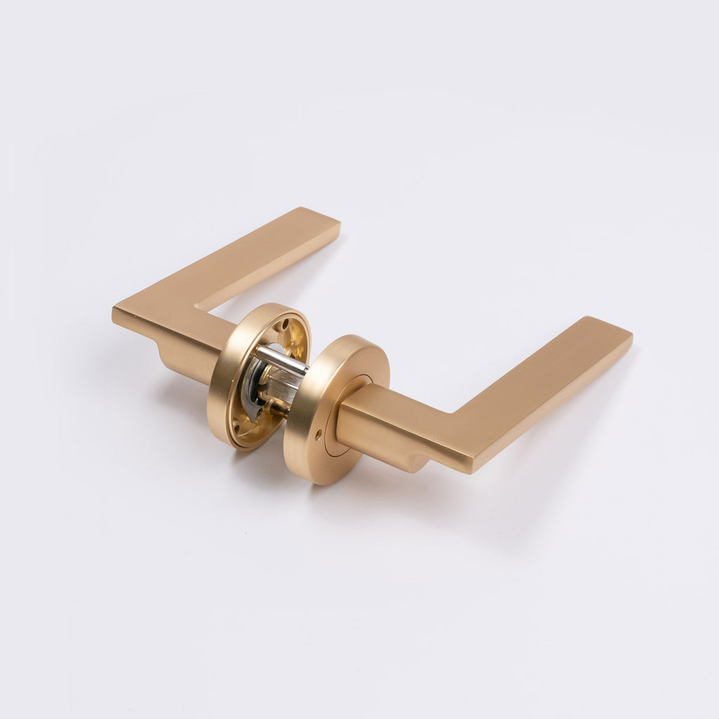 Satin Brass Privacy Door Handle - Hamilton - Manovella