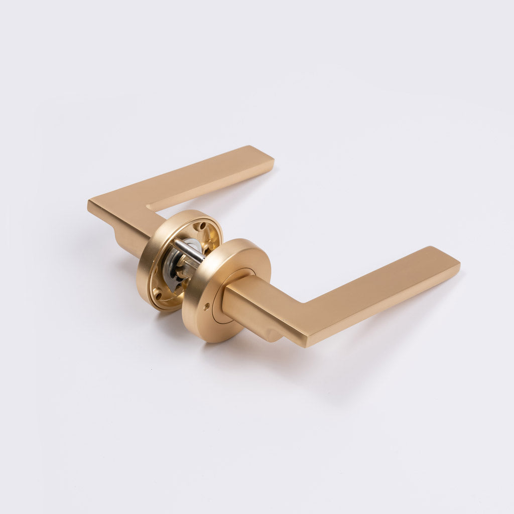 Satin Brass Privacy Door Handle - Hamilton - Manovella