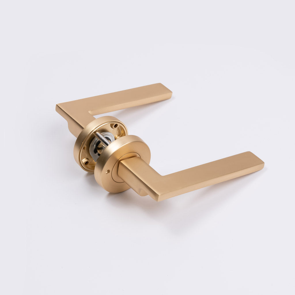 Satin Brass Privacy Door Handle - Hamilton - Manovella