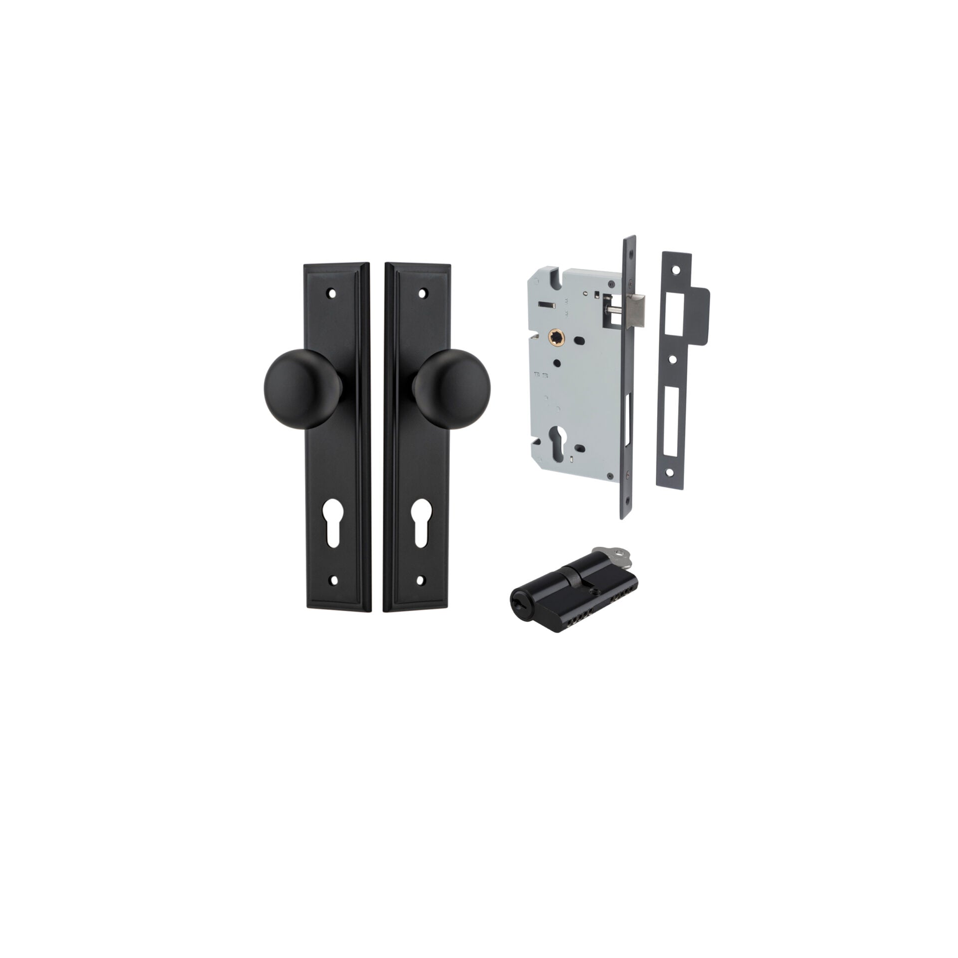 Cambridge Knob - Stepped Backplate - Entry Point - Iver - Matt Black - Door Knobs