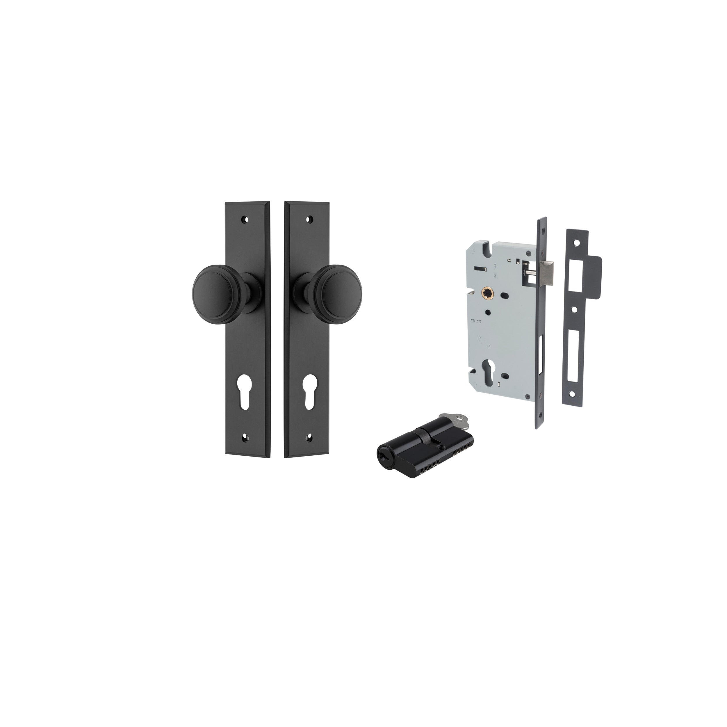 Paddington Knob - Chamfered Backplate - Entry Point - Iver - Matt Black - Door Knobs