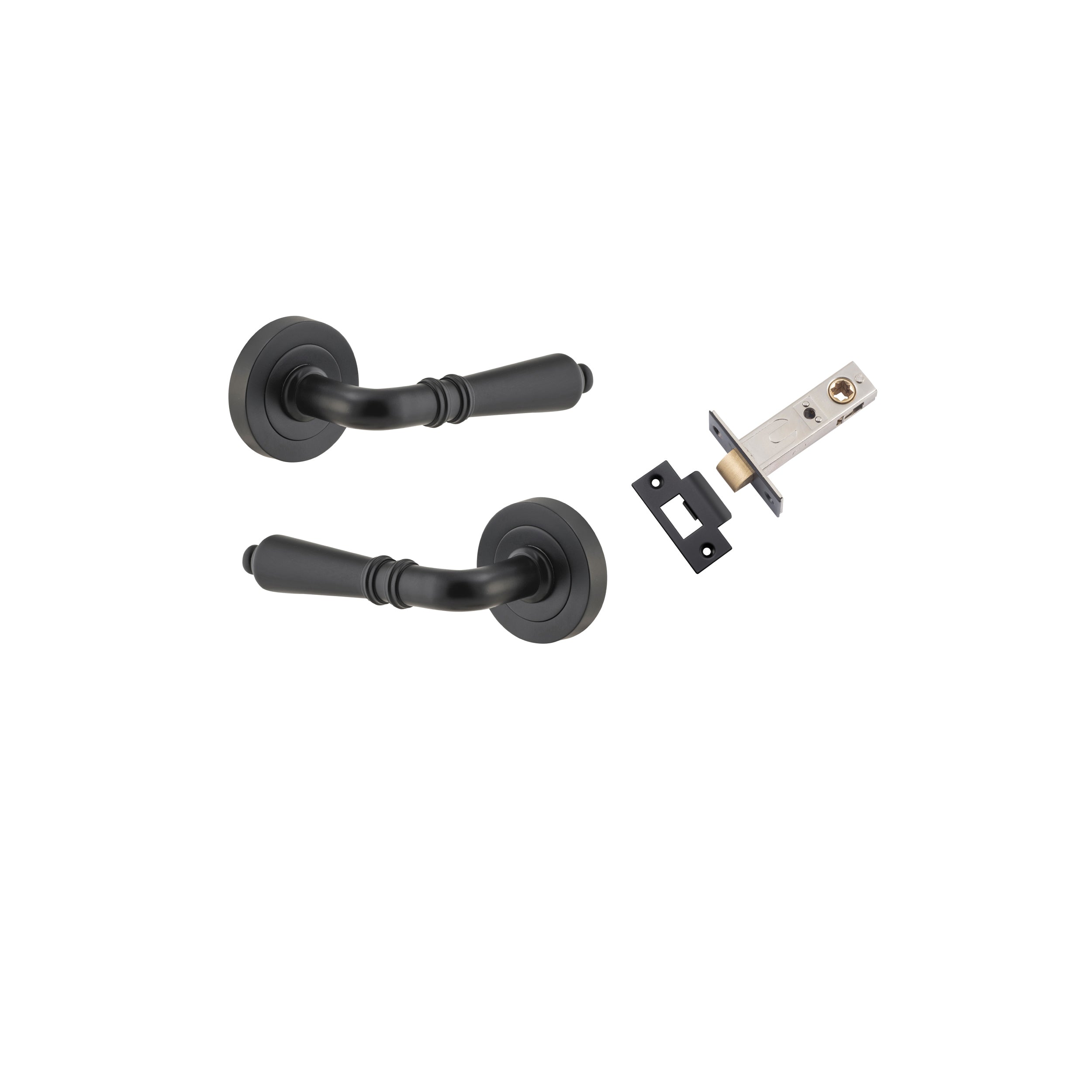 Sarlat Lever - Round Rose - Entry Point - Iver - Matt Black - Door Levers