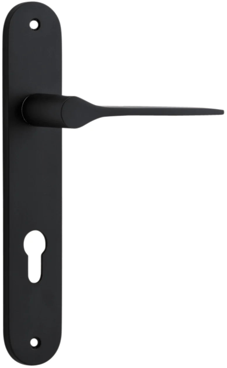 Como Lever - Oval Backplate - Entry Point - Iver - Matt Black - Door Levers