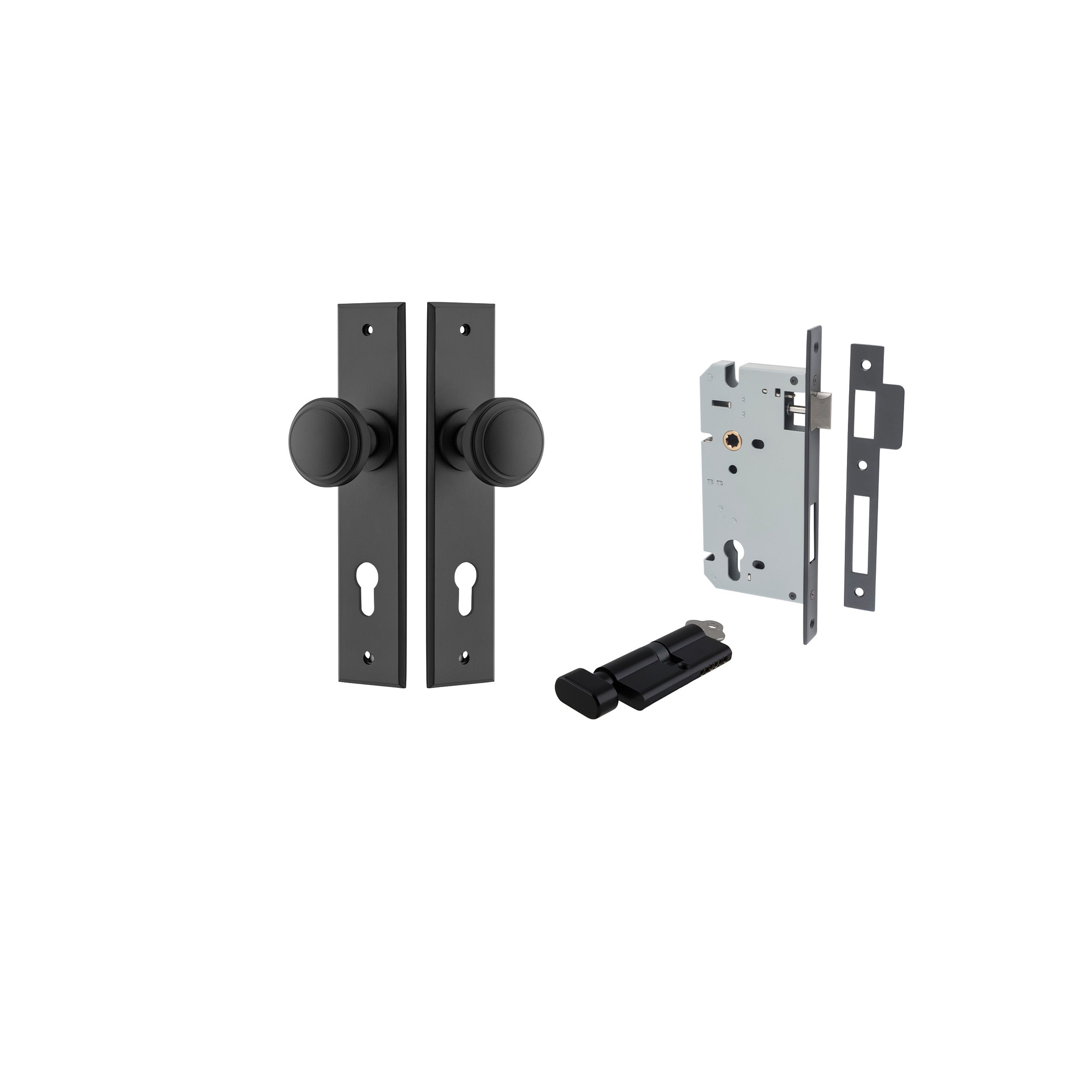 Paddington Knob - Chamfered Backplate - Entry Point - Iver - Matt Black - Door Knobs