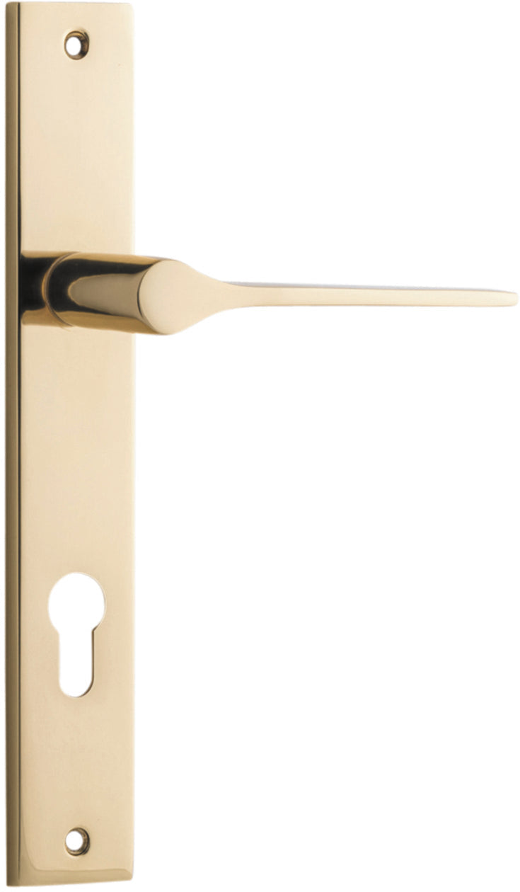 Como Lever - Rectangular Backplate - Entry Point - Iver - Polished Brass - Door Levers