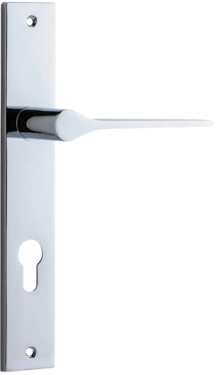 Como Lever - Rectangular Backplate - Entry Point - Iver - Polished Chrome - Door Levers