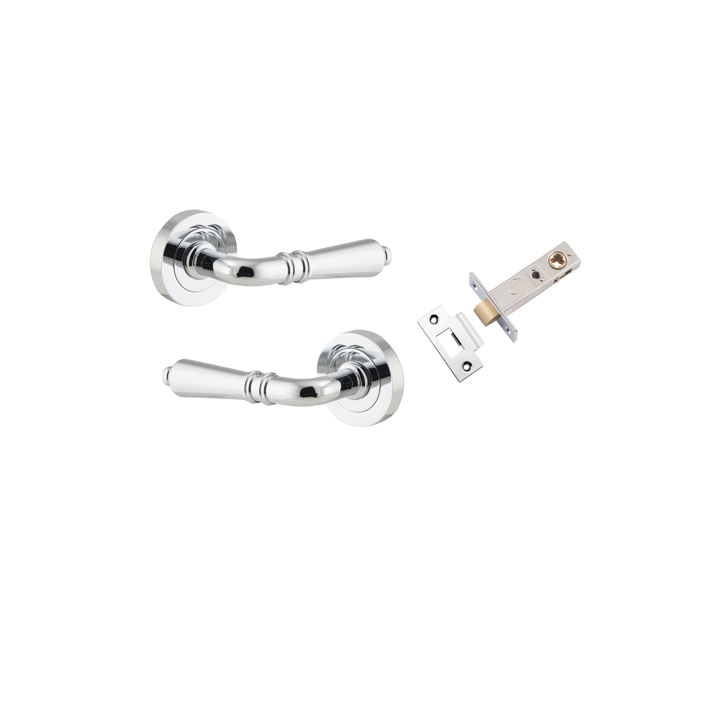 Sarlat Lever - Round Rose - Entry Point - Iver - Polished Chrome - Door Levers