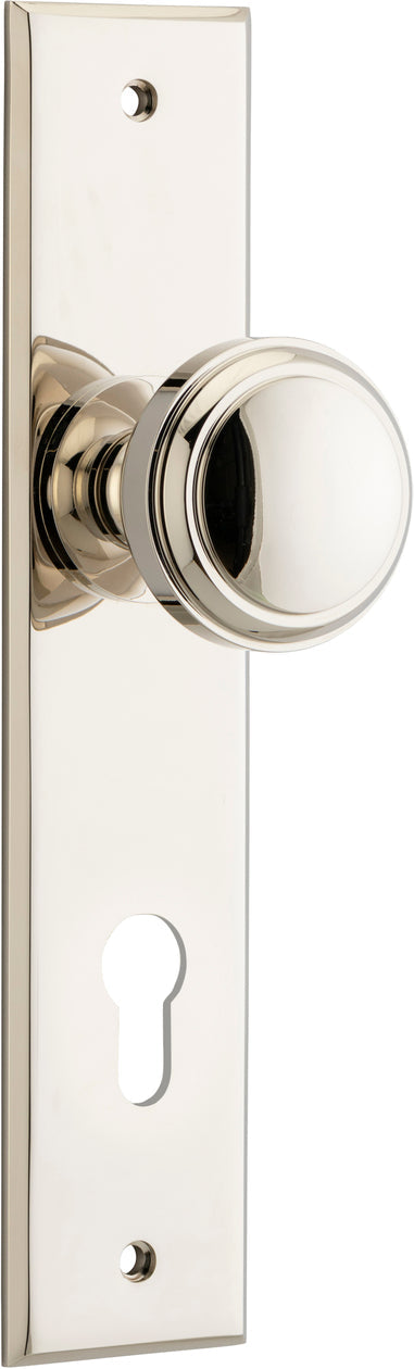 Paddington Knob - Chamfered Backplate - Entry Point - Iver - Polished Nickel - Door Knobs