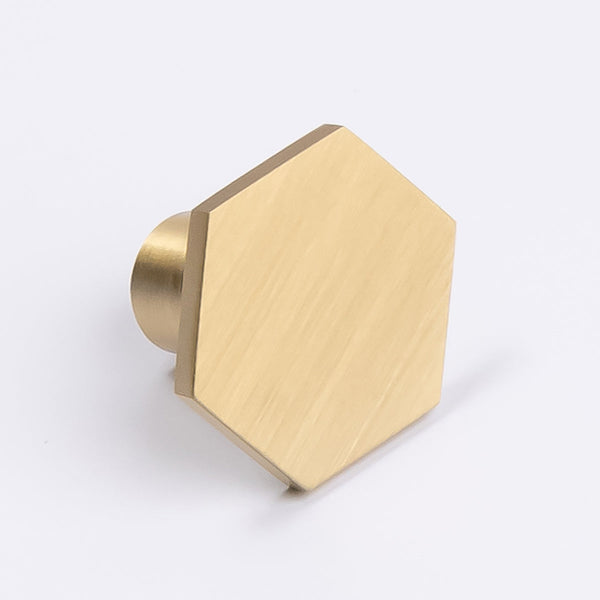Brushed Brass Hexagonal Cabinet Knob - Rosalind - Manovella