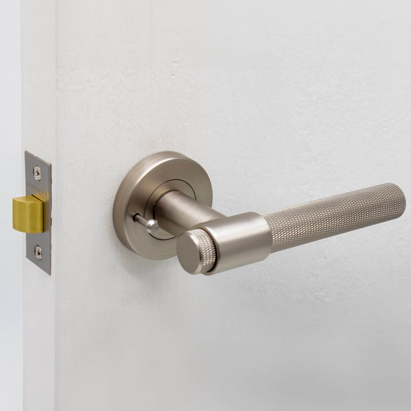 Brushed Nickel Knurled Privacy Door Handle - Rosedale - Manovella