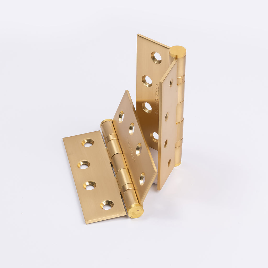 Satin Brass Ball Bearing Hinge (Pair) 100mm x 75mmv\ - Manovella