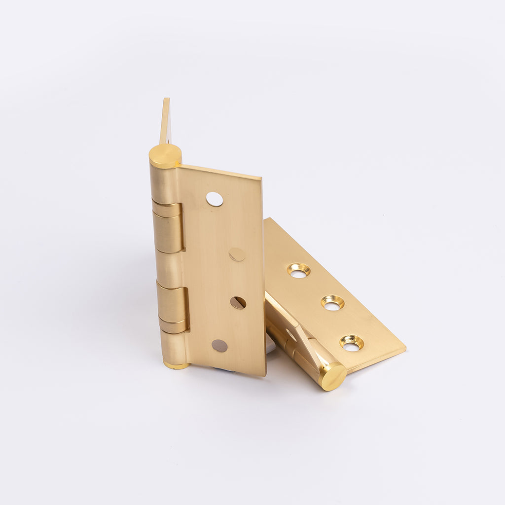 Satin Brass Ball Bearing Hinge (Pair) 100mm x 75mmv\ - Manovella