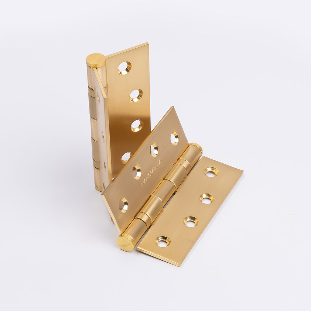 Satin Brass Ball Bearing Hinge (Pair) 100mm x 75mmv\ - Manovella