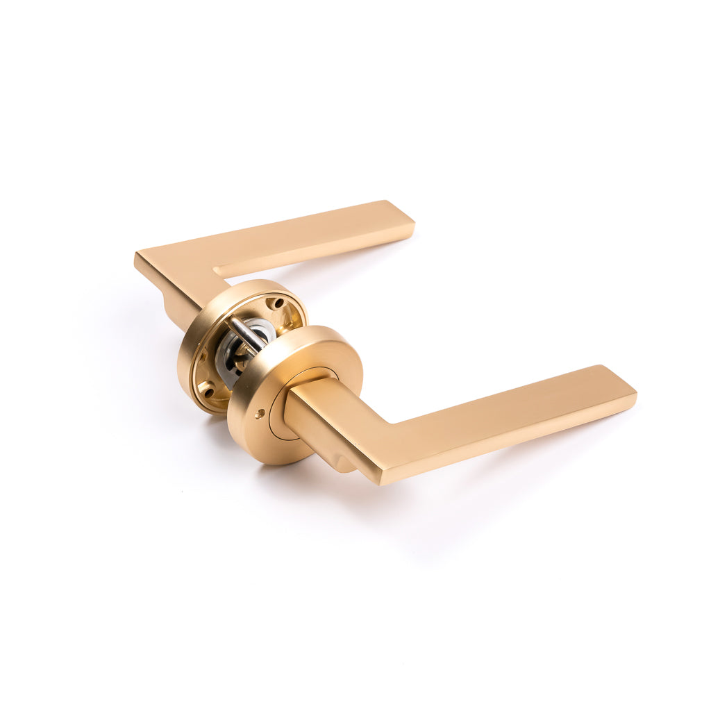 Satin Brass Privacy Door Handle - Hamilton - Manovella