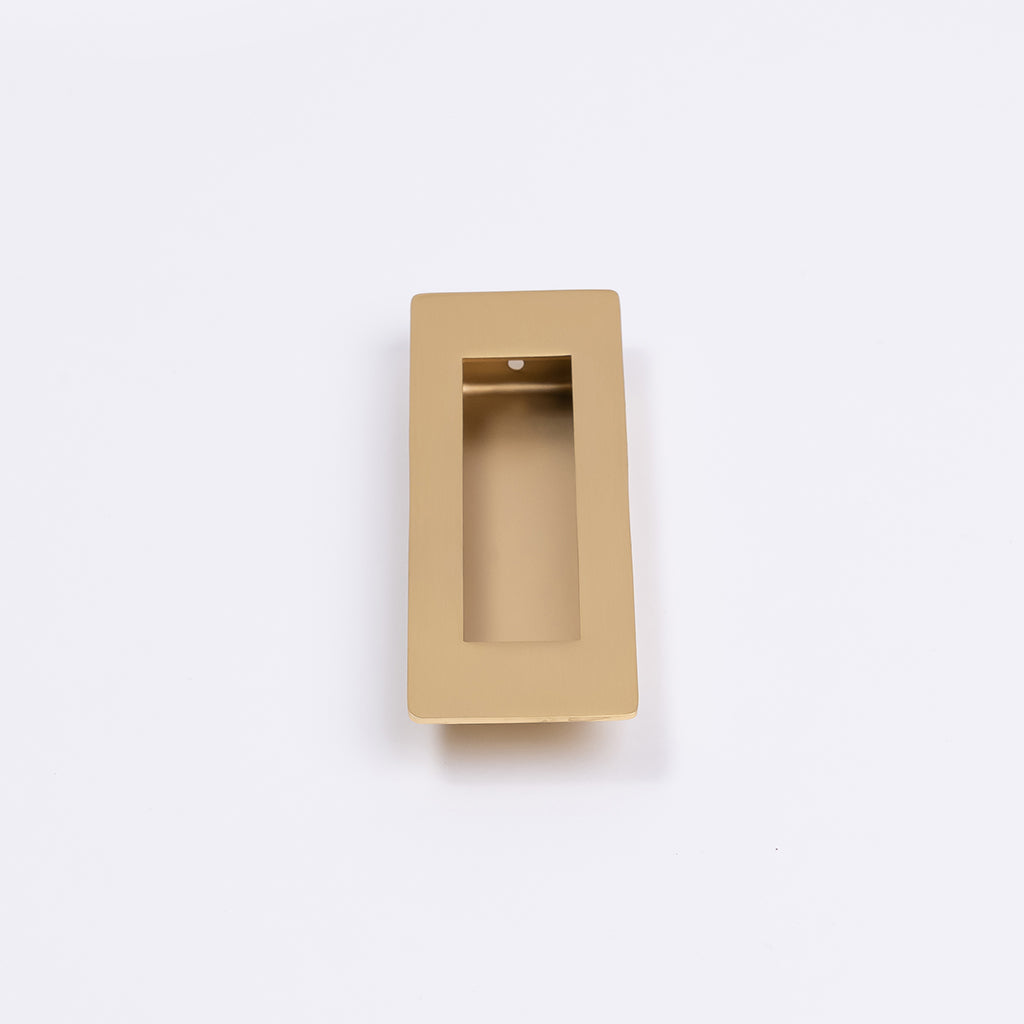 Satin Brass Sliding Door Flush Pull 120mm x 40mm - Manovella