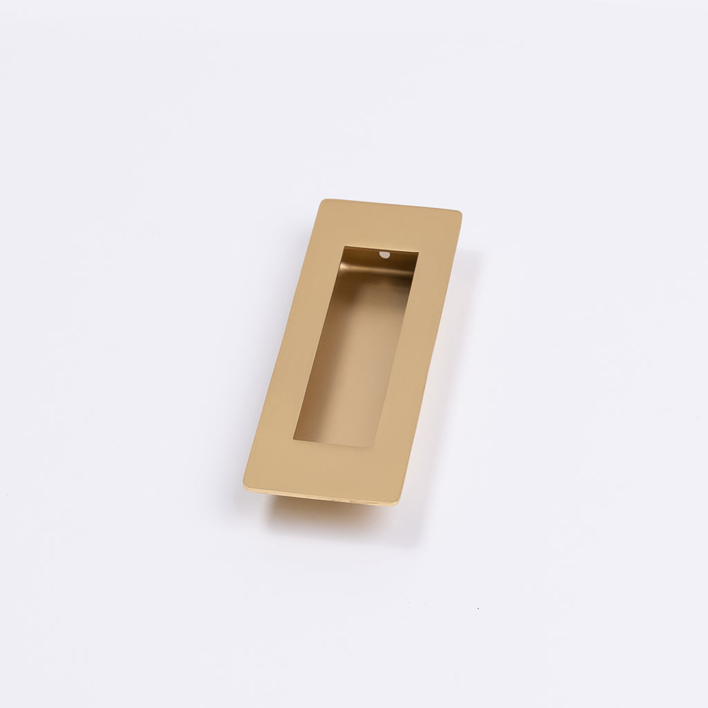 Satin Brass Sliding Door Flush Pull 120mm x 40mm - Manovella