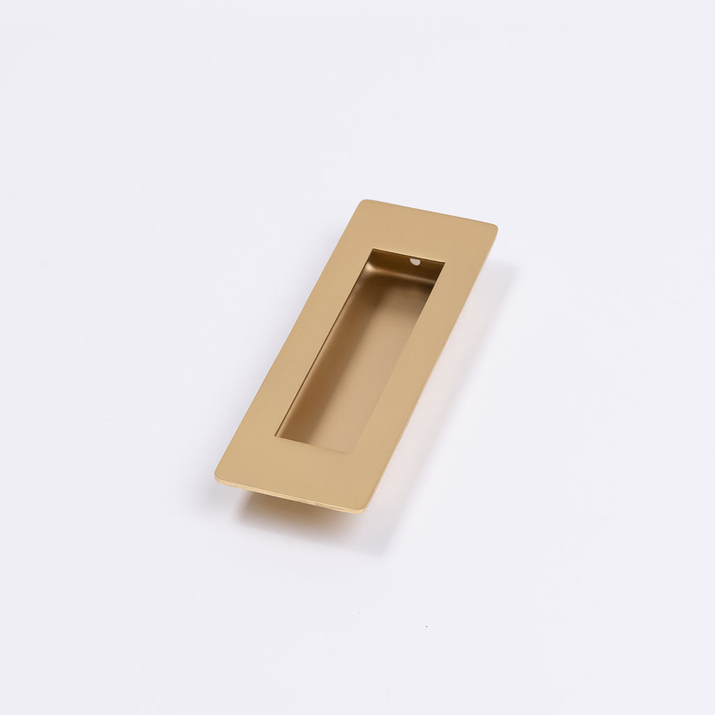 Satin Brass Sliding Door Flush Pull 120mm x 40mm - Manovella