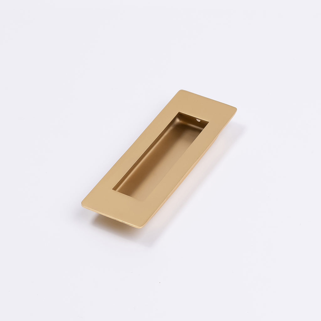 Satin Brass Sliding Door Flush Pull 120mm x 40mm - Manovella