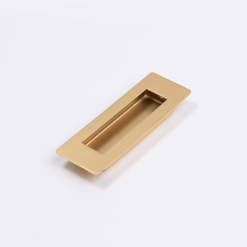 Satin Brass Sliding Door Flush Pull 120mm x 40mm - Manovella