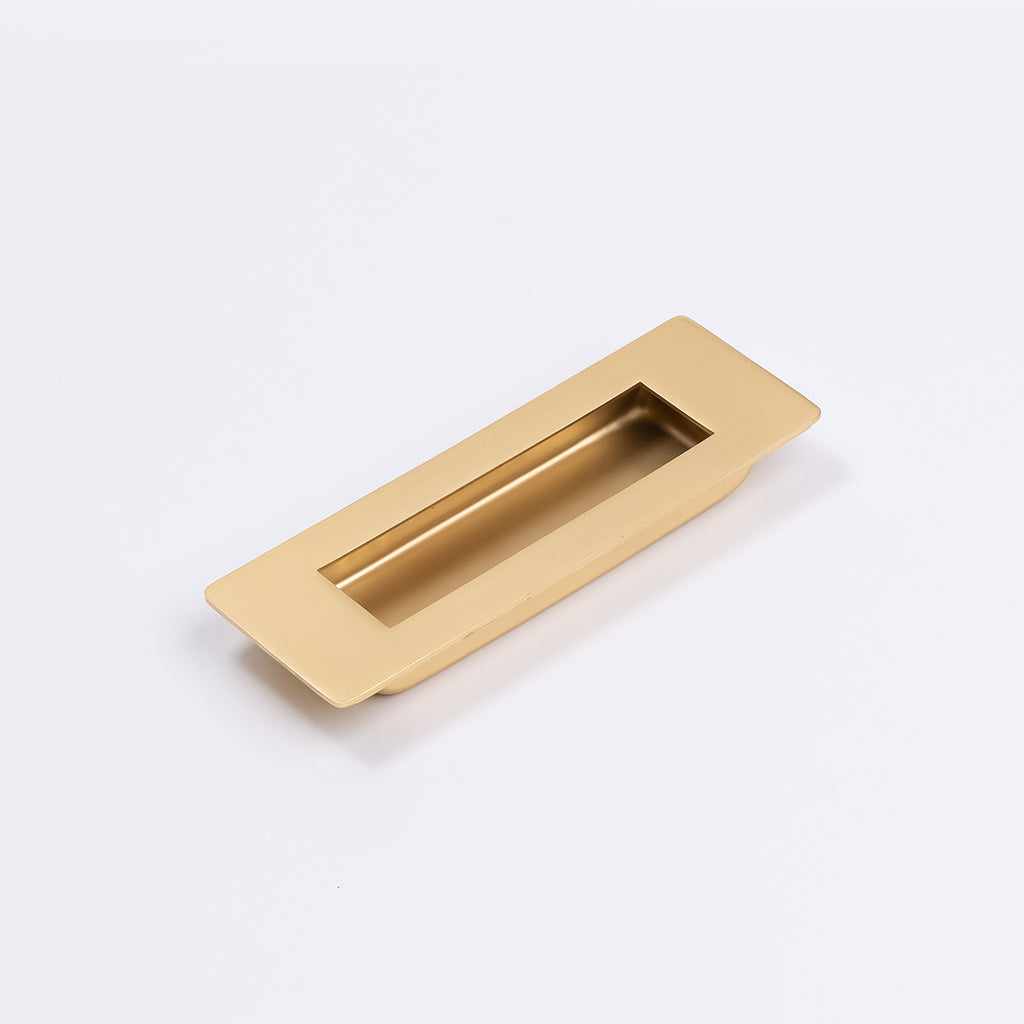 Satin Brass Sliding Door Flush Pull 120mm x 40mm - Manovella