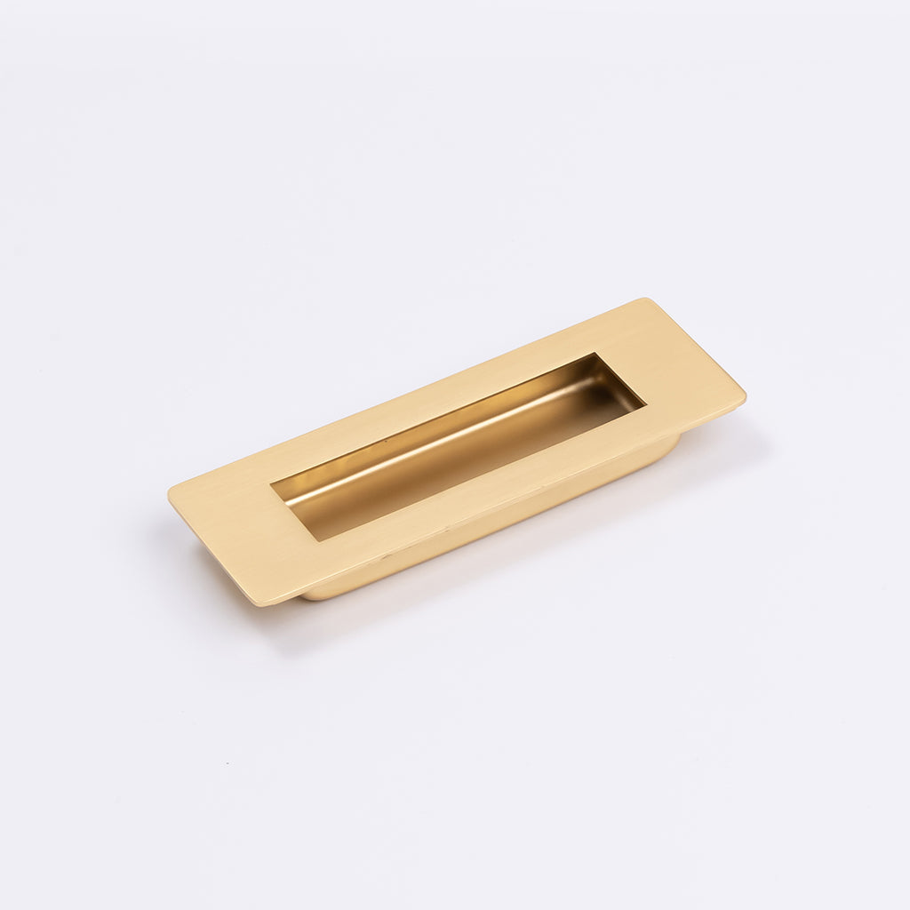 Satin Brass Sliding Door Flush Pull 120mm x 40mm - Manovella