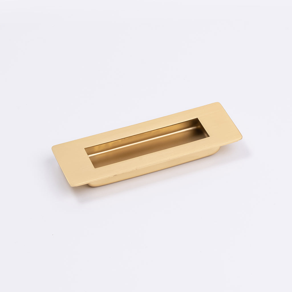 Satin Brass Sliding Door Flush Pull 120mm x 40mm - Manovella