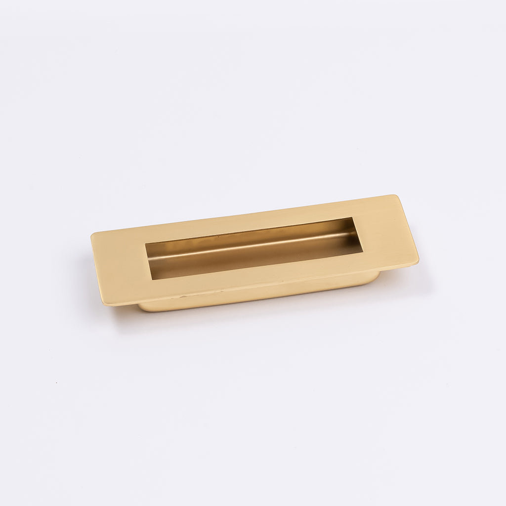 Satin Brass Sliding Door Flush Pull 120mm x 40mm - Manovella