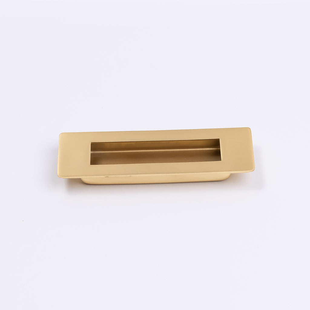 Satin Brass Sliding Door Flush Pull 120mm x 40mm - Manovella