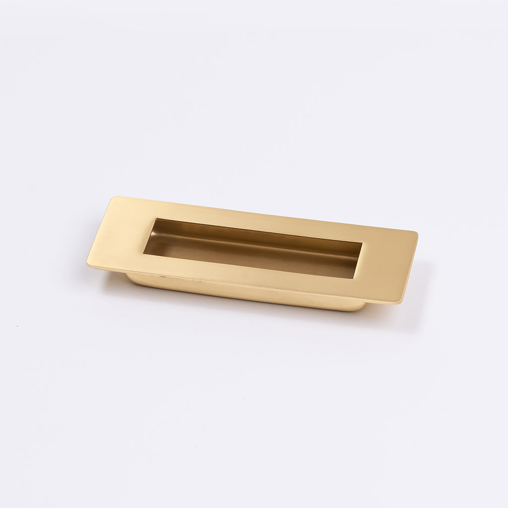 Satin Brass Sliding Door Flush Pull 120mm x 40mm - Manovella