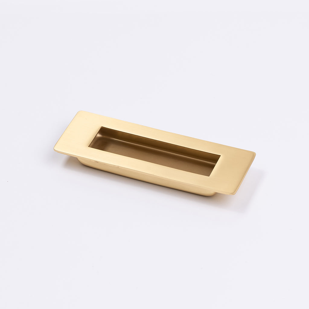 Satin Brass Sliding Door Flush Pull 120mm x 40mm - Manovella